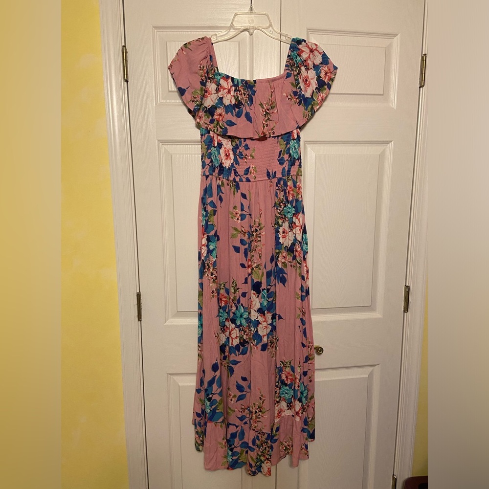 Xhilaration NWT high-low floral dress size medium feminine floral flirty maxi - Picture 7 of 14